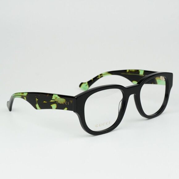 NEW GG1429O 003 Black Green Havana Square Men Eyeglasses...